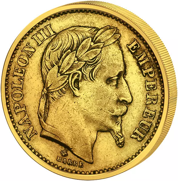 20 Francs Frankreich Napoleon III. mit Kranz 1861-1870