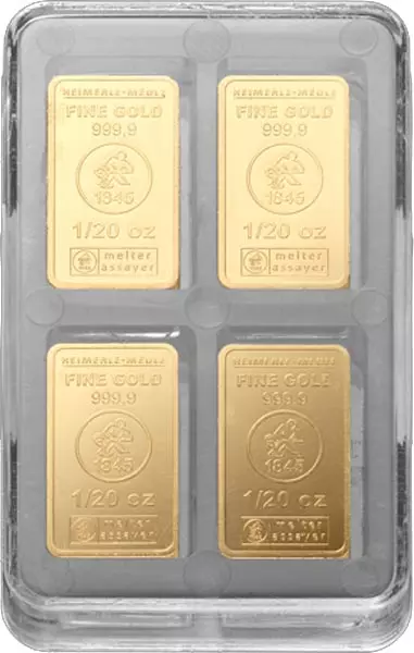 20 x 1/20 Unze Goldbarren Heimerle & Meule Unity Box