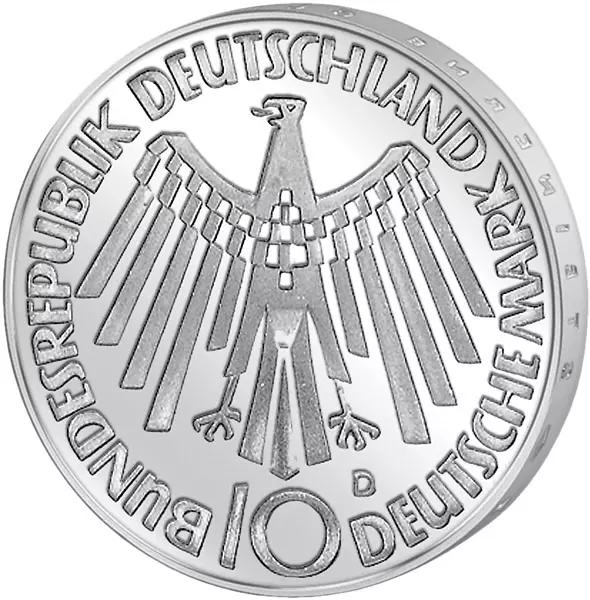 10 DM BRD Olympia I - Spirale Deutschland 1972 Polierte Platte