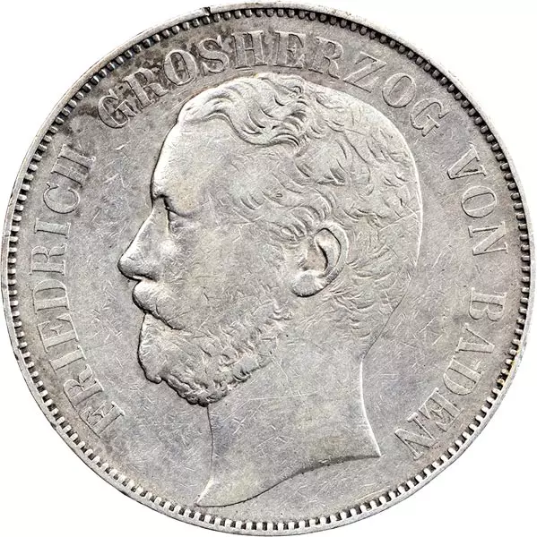 Vereinstaler Baden Großherzog Friedrich I. 1865-1871