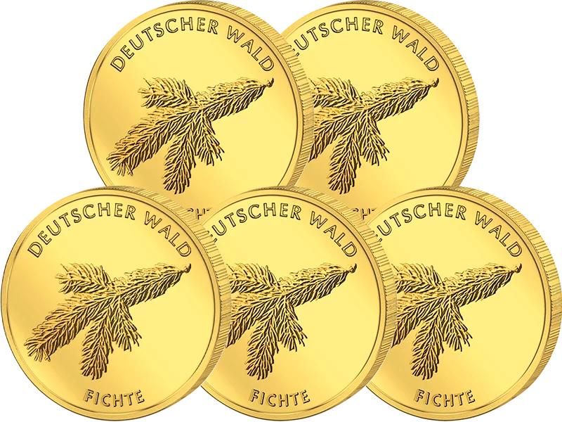 5x20 Euro BRD Deutscher Wald Fichte 2012 vorzüglich bis Stempelglanz (A - J)