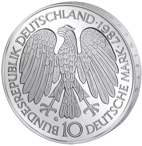 10 DM Münze BRD 30 Jahre Römische Verträge 1987 Stempelglanz