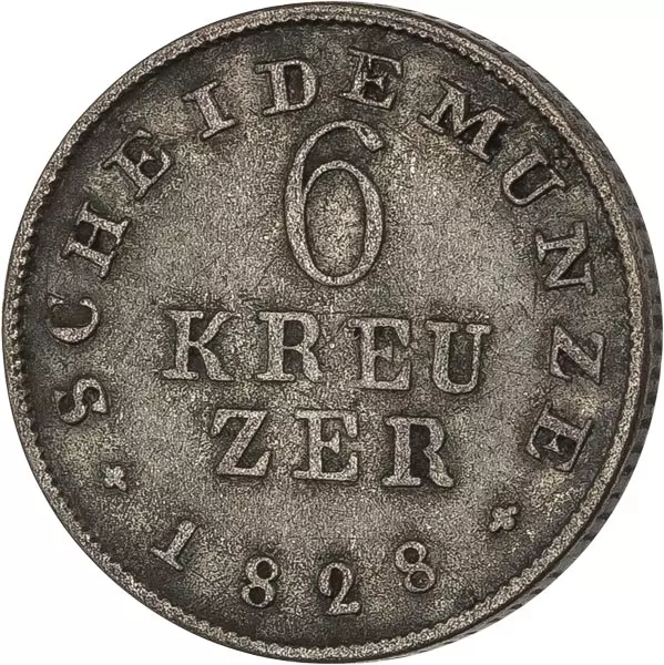 6 Kreuzer Hessen-Darmstadt Großherzog Ludwig I. 1821-1828