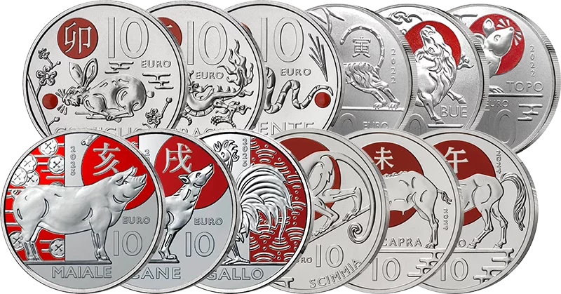 Komplett-Set 12 x 10 Euro San Marino Tierkreiszeichen 2022-2025