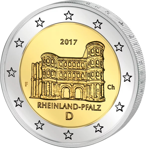 Euro-Kursmünzensatz BRD Rheinland-Pfalz  inkl. 2-Euro-Gedenkmünze Porta Nigra 2017 Polierte Platte