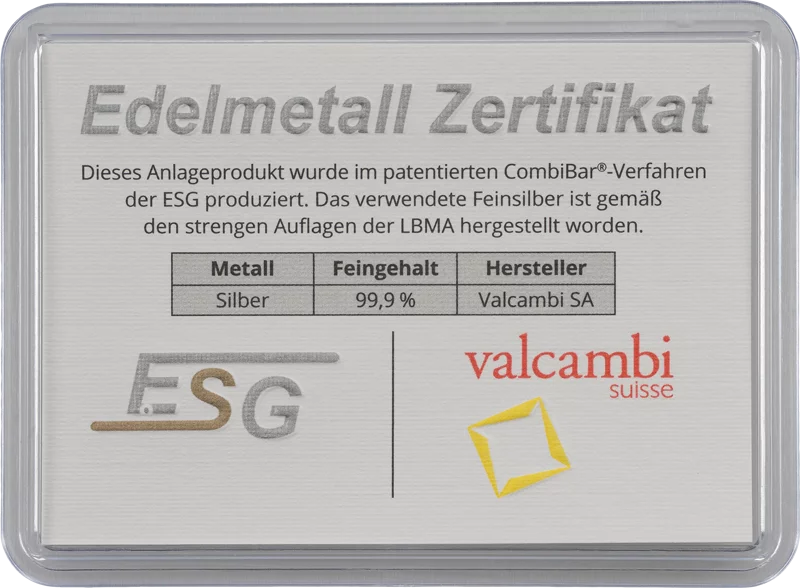 50 x 1 Gramm Silber-Knickbarren CombiBar