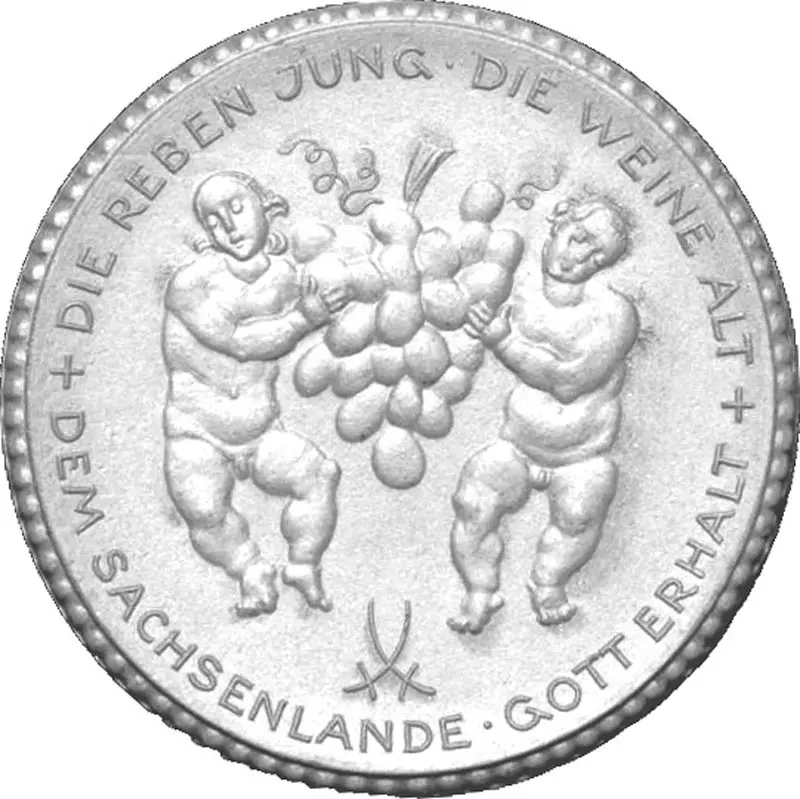 Porzellanmedaille Oberlößnitz Sachsen Auf das Fest der Weinbaugenossenschaft 1922