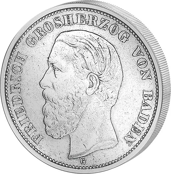 2 Mark Baden Großherzog Friedrich 1876-1888 2 Mark Baden Großherzog Friedrich 1876-1888