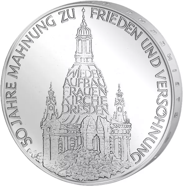 10 DM Münze BRD Frauenkirche Dresden 1995 Stempelglanz