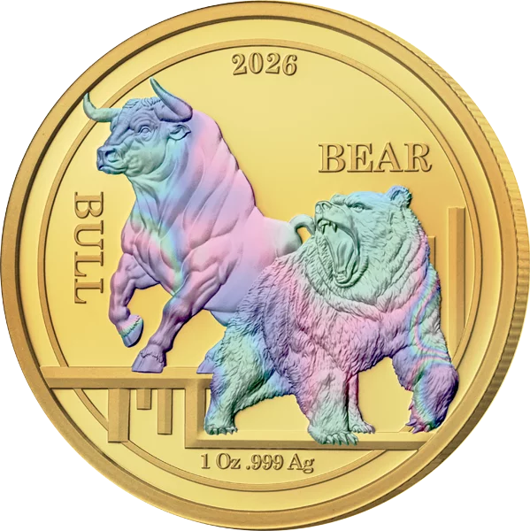 1 Dollar Ascension Bulle und Bär 2026 Golden Holographic