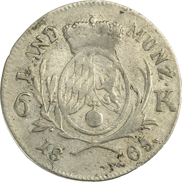 6 Kreuzer Bayern Kurfürst Maximilian IV. Joseph 1804, 1805