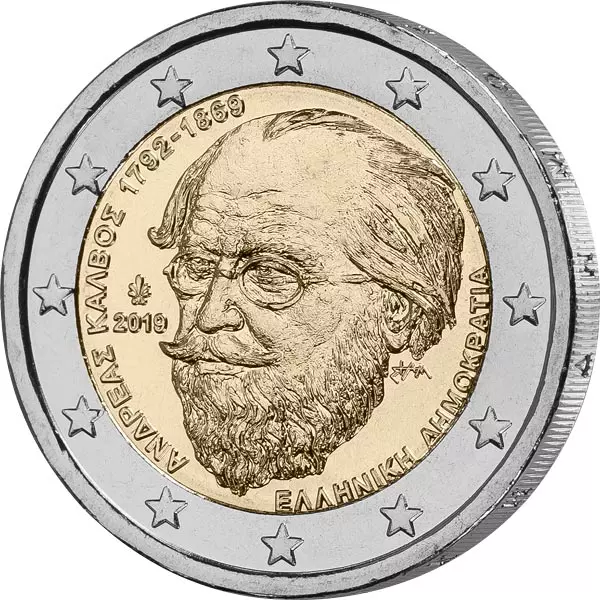 2 Euro Griechenland 150. Todestag Andreas Kalvos 2019