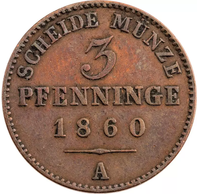 3 Pfennig Brandenburg-Preußen König Friedrich Wilhelm IV. 1841 - 1860