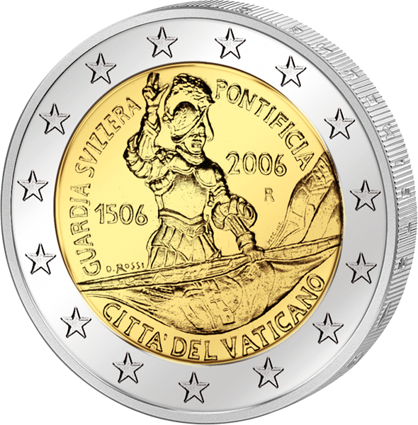 Vorderseite 2 Euro Vatikan 500 Jahre Schweizergarde 2006