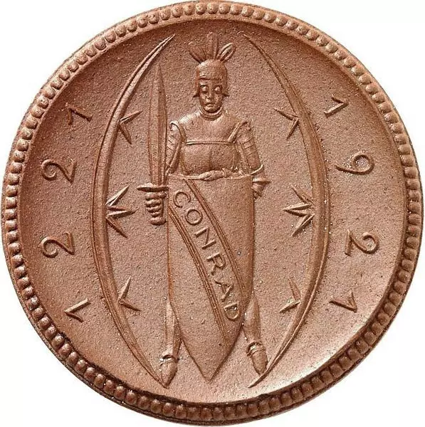 Porzellanmedaille 1921 Obercunnersdorf (Sachsen) 700 Jahrfeier des Ortes