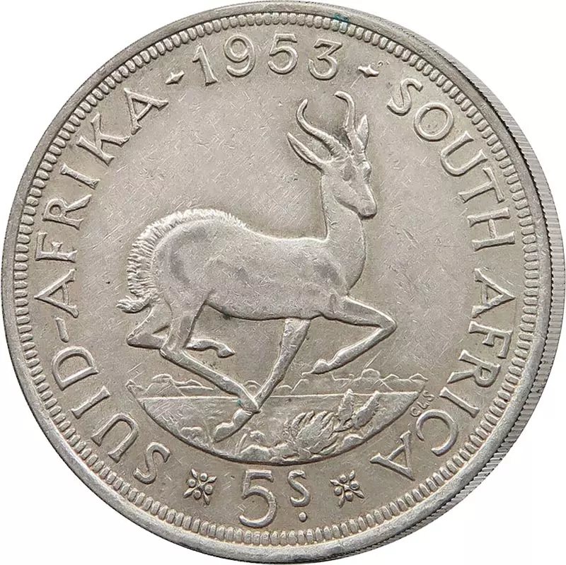 5 Shillings Südafrika Springbock 1953