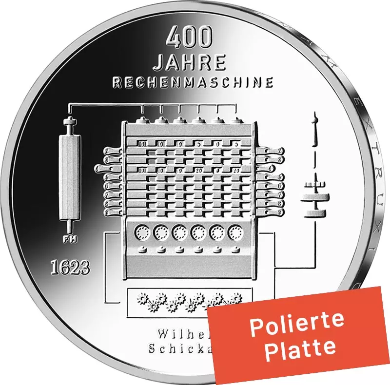 20 Euro BRD 400 Jahre Rechenmaschine von Wilhelm Schickard 2023 - Polierte Platte
