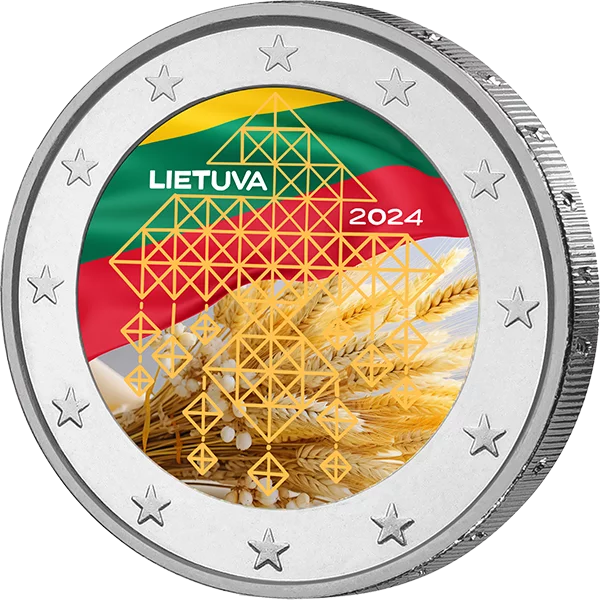2 Euro Litauen Strohgärten in Litauen 2024 mit Farb-Applikation 2 Euro Litauen Strohgärten in Litauen 2024 mit Farb-Applikation