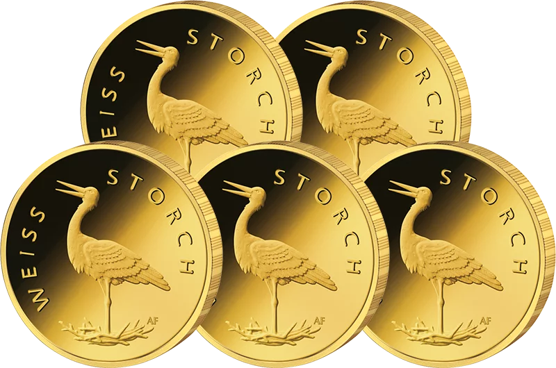 5x20 Euro BRD Heimische Vögel Weißstorch 2020 Stempelglanz (A - J)
