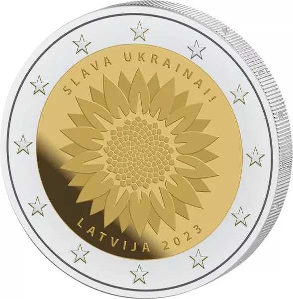 2 Euro Lettland Ukrainische Sonnenblume  in offizieller Coincard 2023