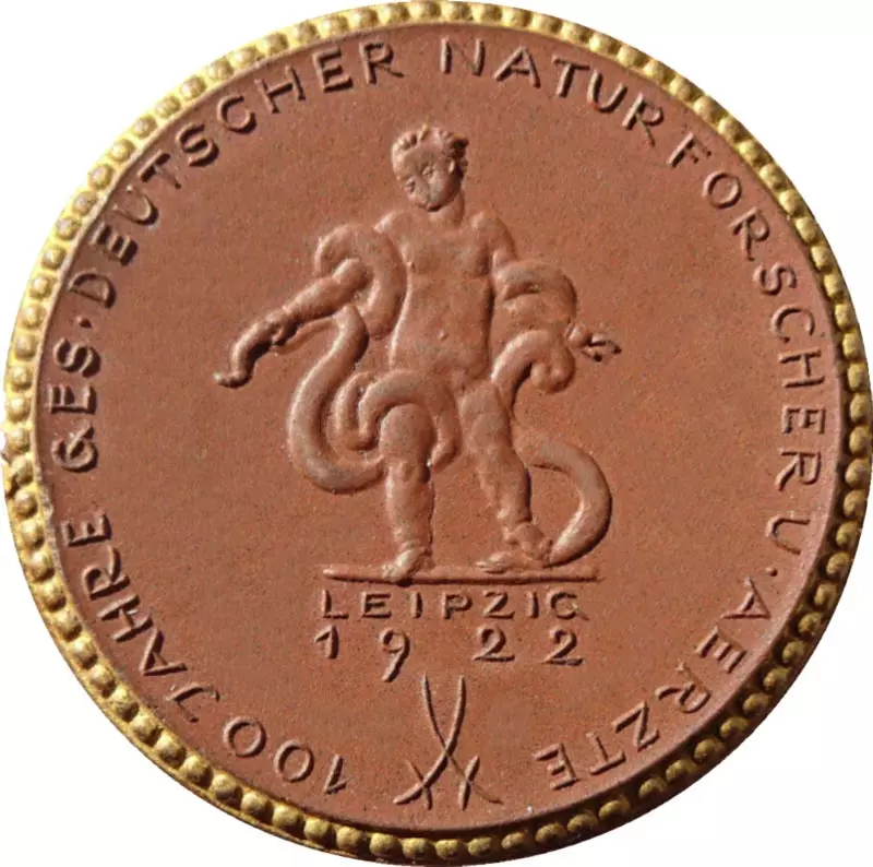 Porzellanmedaille Leipzig (Sachsen) 100 Jahrfeier der Gesellschaft deutscher Ärzte und Naturforscher 1922