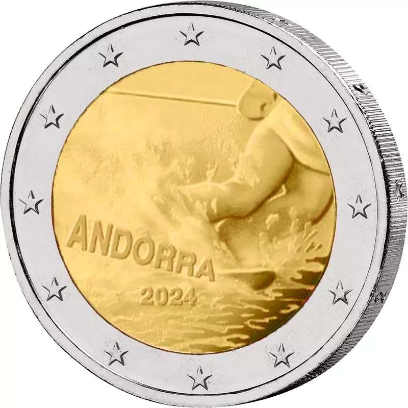 2 Euro Numisbrief Andorra 100 Jahre Skisport in Andorra 2024