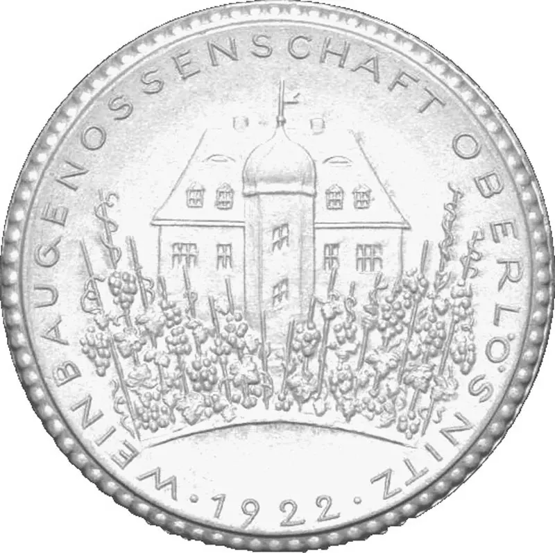 Porzellanmedaille Oberlößnitz Sachsen Auf das Fest der Weinbaugenossenschaft 1922
