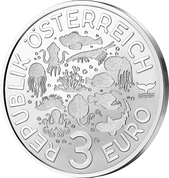 3 Euro Österreich Leuchtende Meereswelten - Blauer Doktorfisch 2024