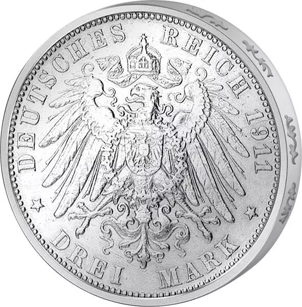 3 Mark Bayern 90. Geburtstag Prinzregent Luitpolds 1911 vorzüglich