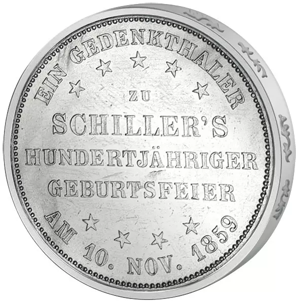Taler Frankfurt 100. Geburtstag Friedrich Schiller 1859