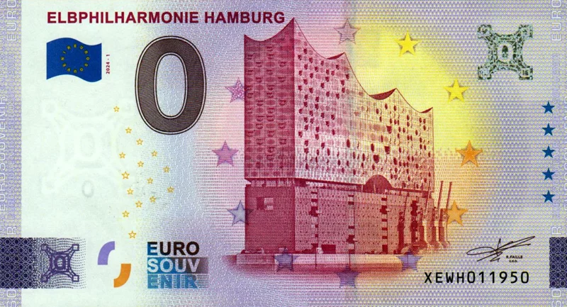 0-Euro-Banknote BRD Elbphilharmonie Hamburg 2024