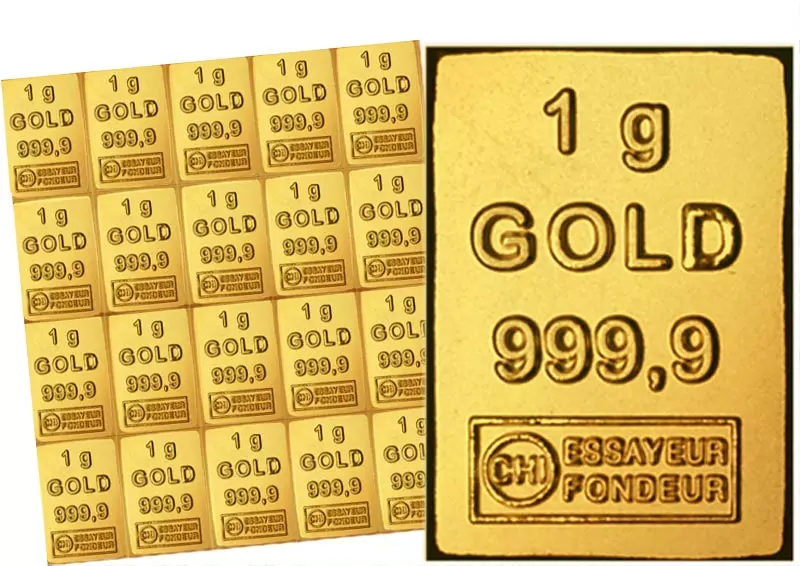20 x 1 Gramm Goldbarren Knickbarren