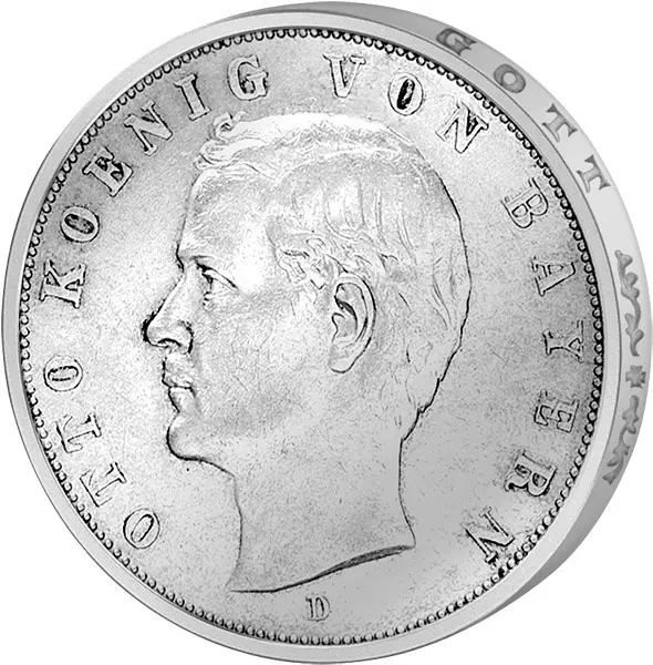 3 Mark Bayern König Otto von Bayern 1908-1913 sehr schön