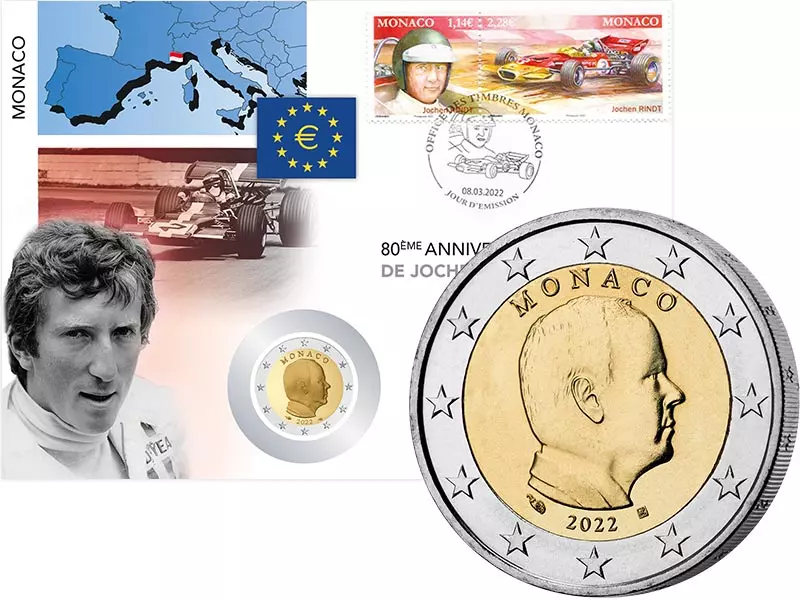 2 Euro Numisbrief Monaco 80. Geburtstag von Jochen Rindt 2022