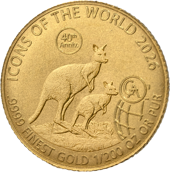 1/200 Unze Gold Ruanda Icons of the World - 40 Jahre Känguru 2026
