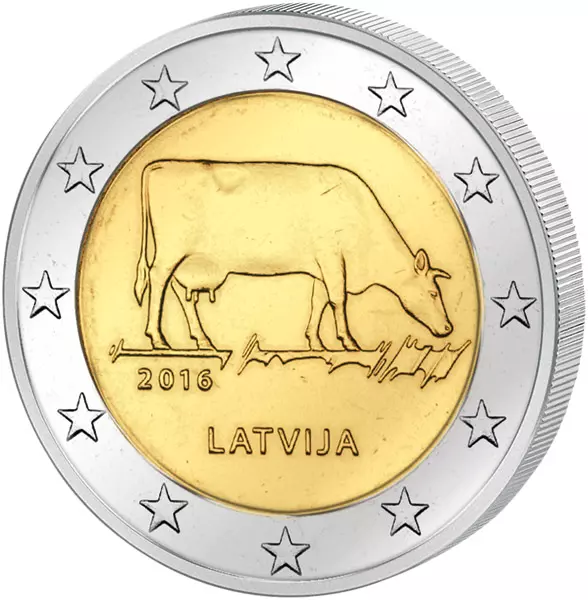 2 Euro Lettland Milchwirtschaft 2016 prägefrisch