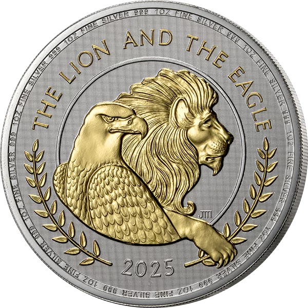 2 Pounds Großbritannien British Lion and American Eagle 2025 Shiny Gold Edition