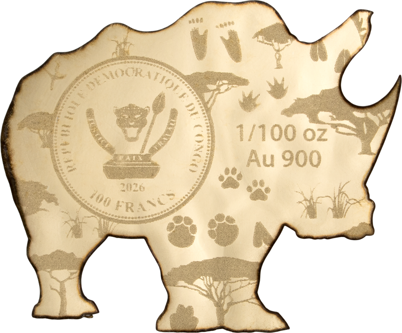 100 Francs Kongo Wildlife in Golden Shapes - Soul of Afrika Nashorn 2026