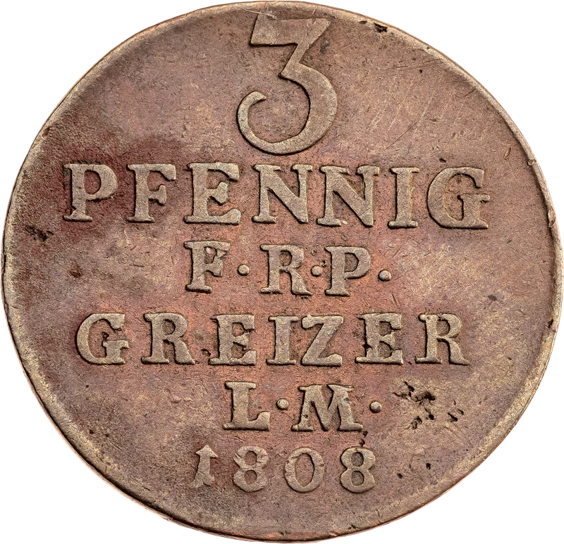 3 Pfennig Reuß Fürst Heinrich XIII.