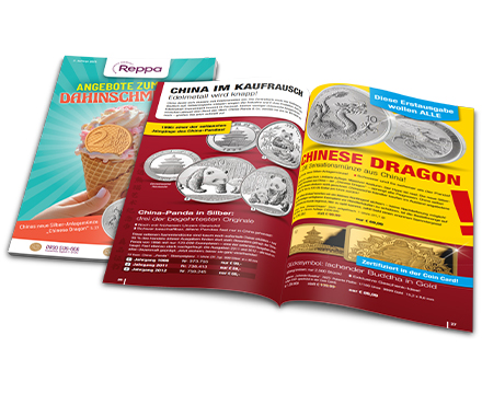 Titel- und Innenseiten des aktuellen Reppa Münzenkatalogs