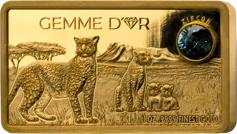 100 Francs Mali Premium Gemme d´Or mit blauem Zirkon 2023