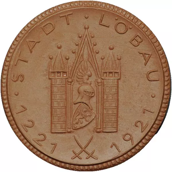 Porzellanmedaille Löbau (Sachsen) Auf die 700 Jahrfeier der Stadt 1921