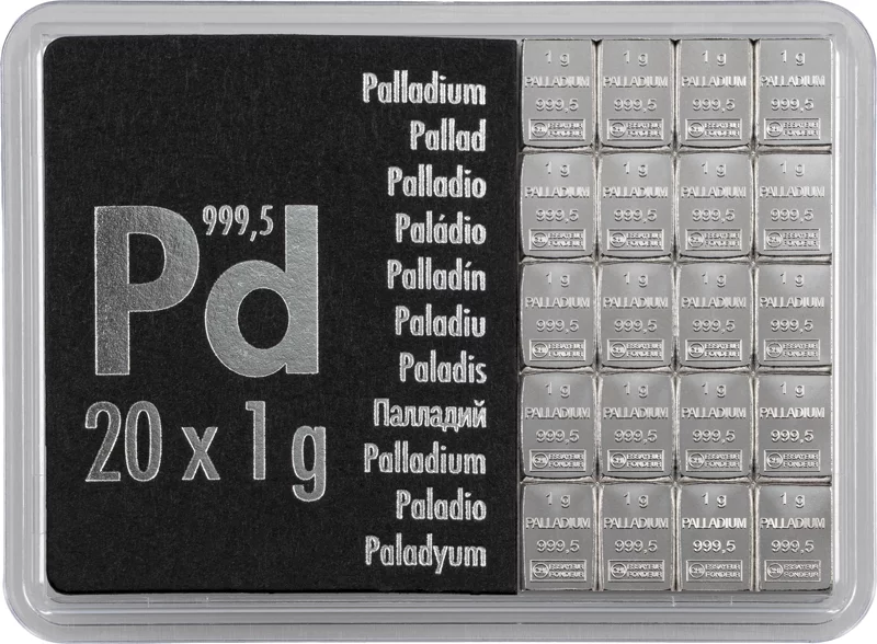 20 x 1 Gramm Palladium-Knickbarren CombiBar