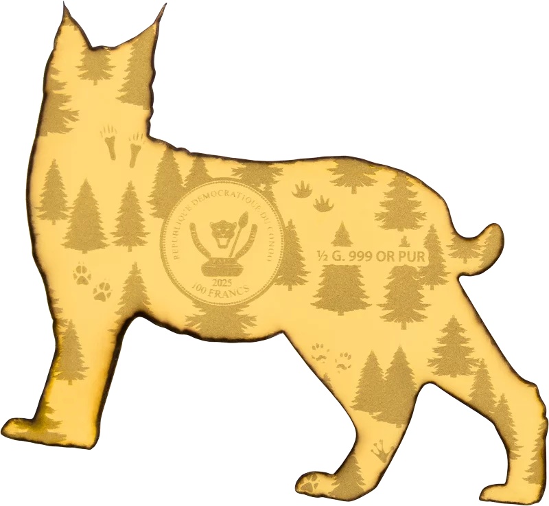 100 Francs Kongo Wildlife in Golden Shapes Luchs 2025 100 Francs Kongo Wildlife in Golden Shapes Luchs 2025