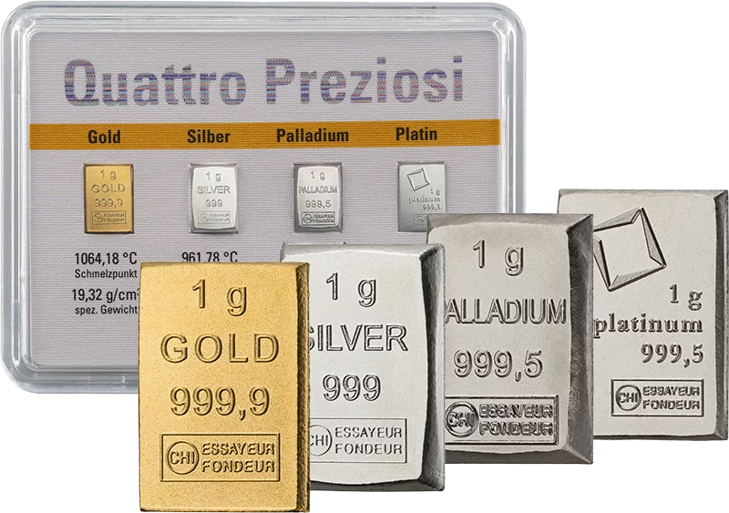4 x 1 Gramm Barren Schweiz Quattro Preziosi
