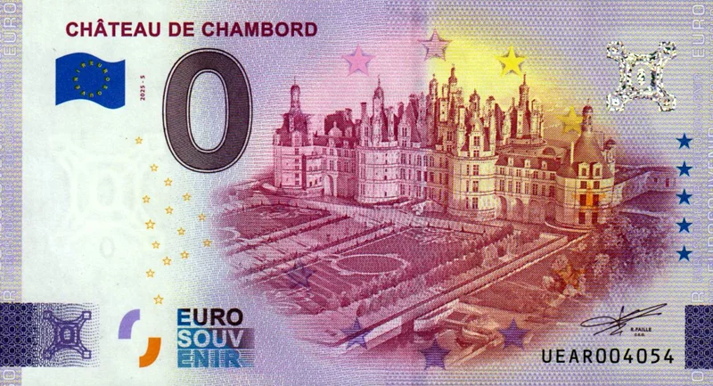 0-Euro-Banknote Frankreich Château de Chambord 2025