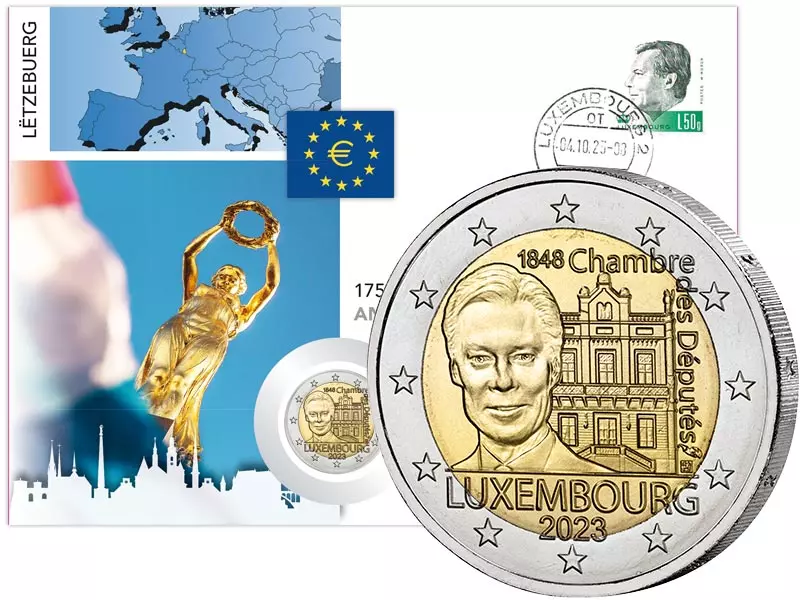 2 Euro Numisbrief Luxemburg 175. Jahrestag der Abgeordnetenkammer und der ersten Verfassung 2023