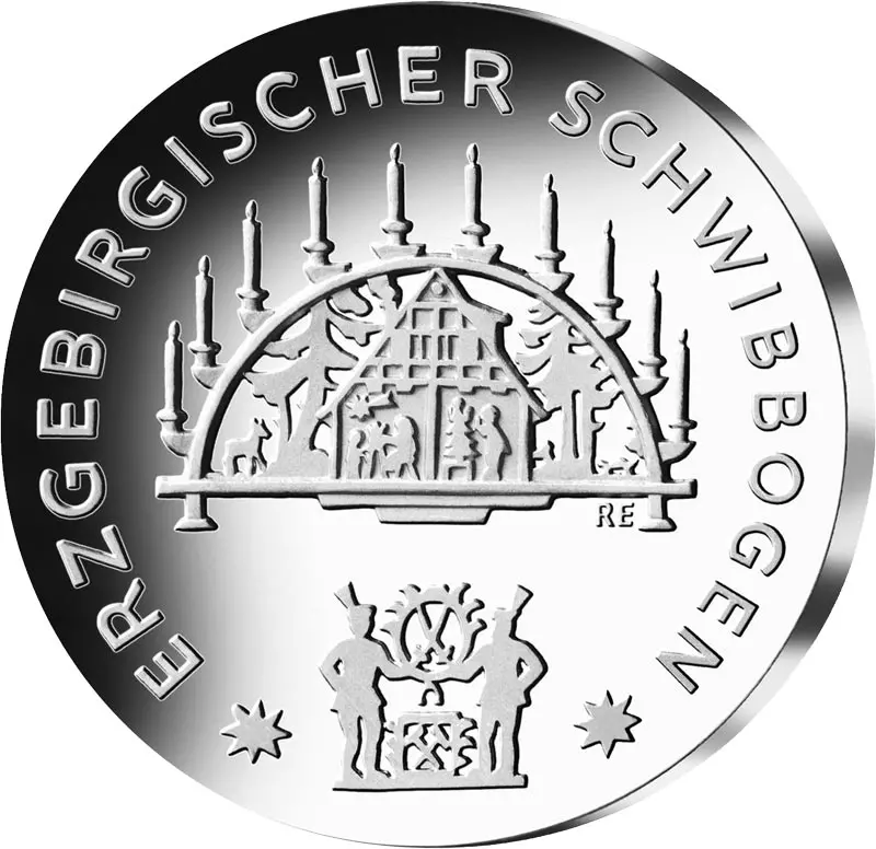 25 Euro BRD Weihnachten Erzgebirgischer Schwibbogen 2023 Stempelglanz