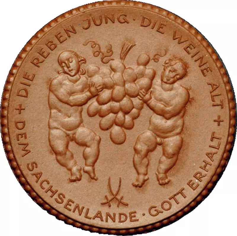 Porzellanmedaille Oberlößnitz (Sachsen) Auf das Fest der Weinbaugenossenschaft 1922