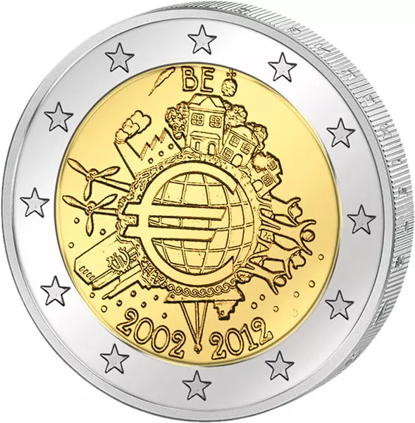 2 Euro Belgien 10 Jahre Euro Gemeinschaftsausgabe aller Länder 2012 prägefrisch